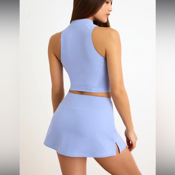 3 piece set! Top, skirt and pants Bo&Tee in blue lavender soft active sz SM - Picture 3 of 15